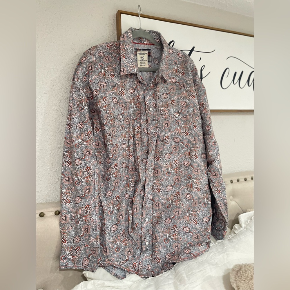 Men's Paisley Dress Shirt - Gray and Red